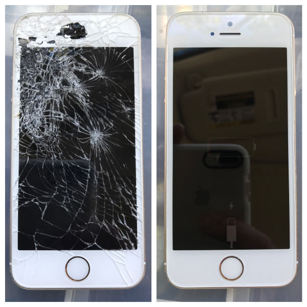 Before and after photos of iPhone repair by Smart Tech